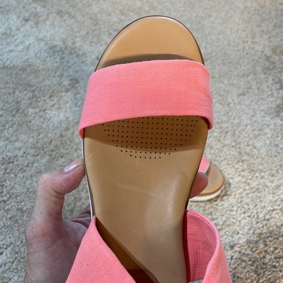 NIB coral pink sandals 6.5M porcelain rose stretch fabric + leather beach pool - Picture 10 of 16